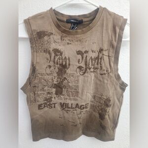 Forever 21 Brown Graphic Crop Top